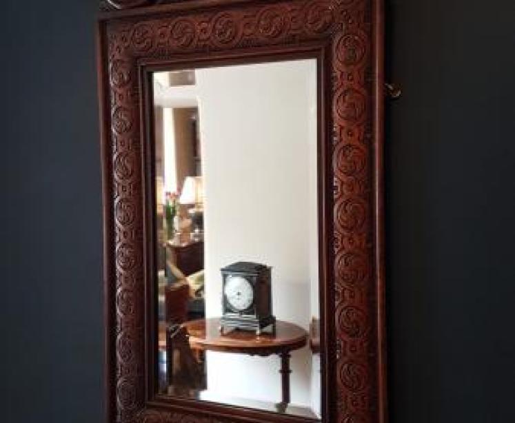 Victorian Carved Oak Mirror - Image 6