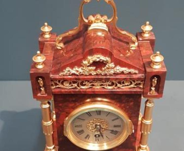  Victorian French Marble & Ormolu Mantel Clock - Image 5