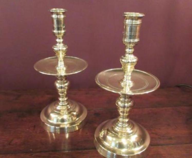 Pair of George III Period Drip Tray Candlesticks - Image 1