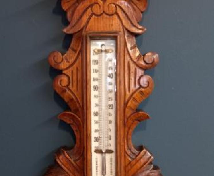 Victorian Polished Golden Oak Banjo Barometer - Image 3