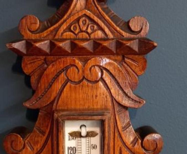 Victorian Polished Golden Oak Banjo Barometer - Image 6