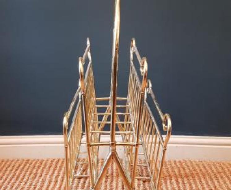 Superb Large Edwardian Brass Magazine and Paper Rack - Image 6