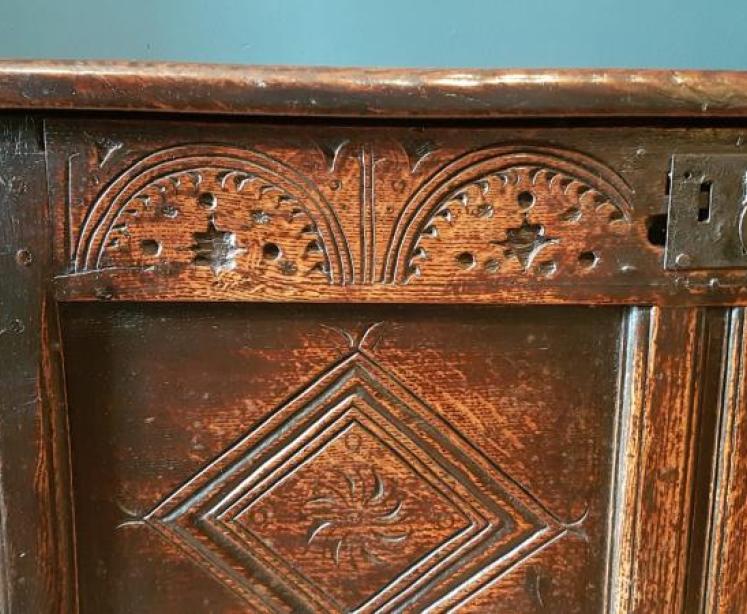 Period Oak Two Panel Coffer  - Image 5