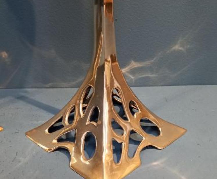 Pair of Art Nouveau Cast Brass Candlesticks - Image 3