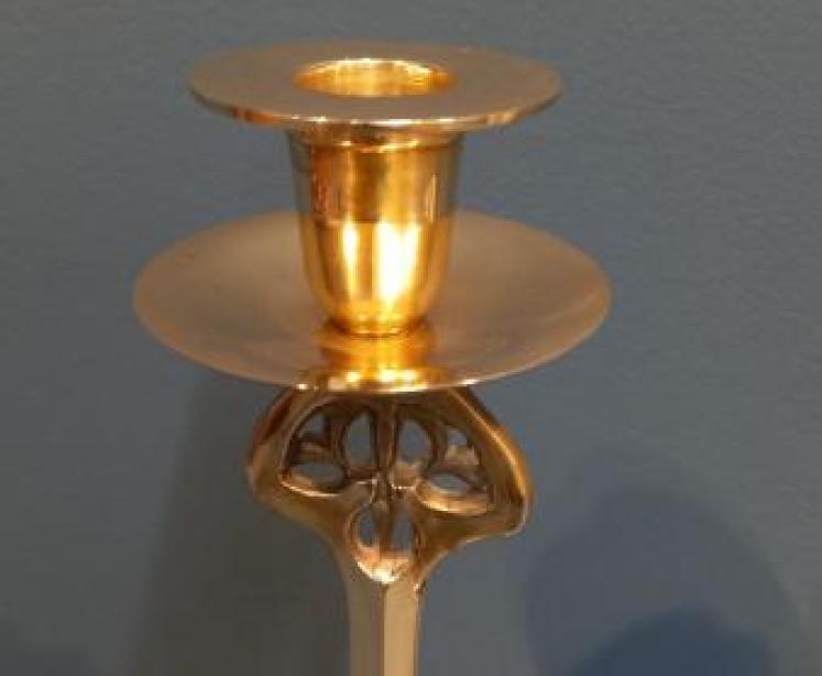 Pair of Art Nouveau Cast Brass Candlesticks - Image 4