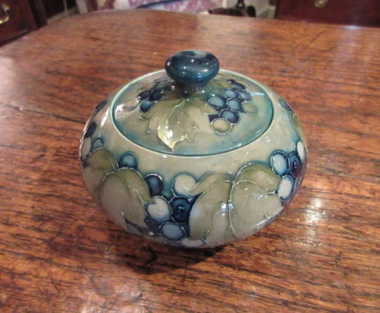 Moorcroft Leaf & Berries on Celandon Lidded Table Jar - Image 1