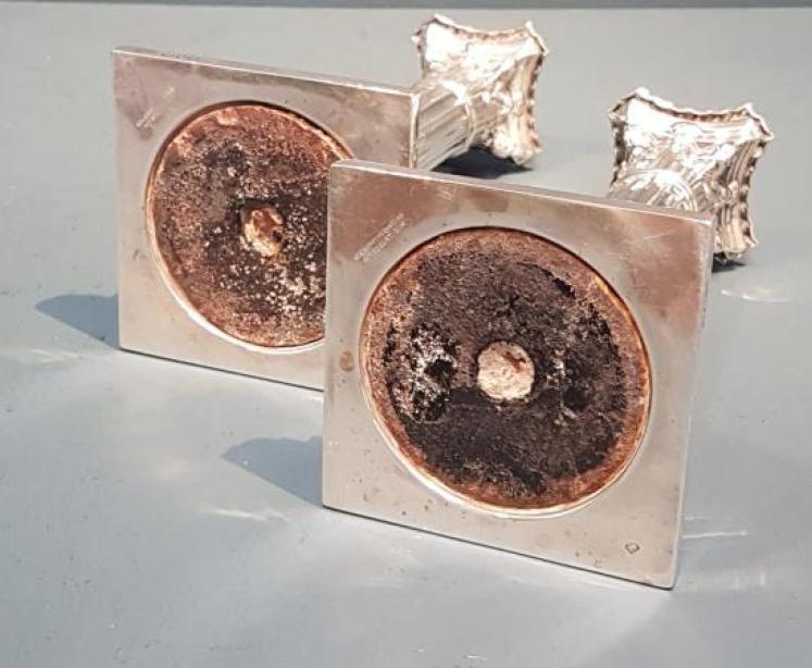 Pair of Victorian Silver Corinthian Column Candlesticks - Image 3