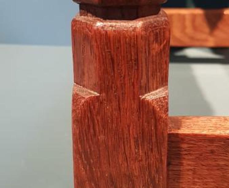 1940's Mouseman Leather Top Stool - Image 3