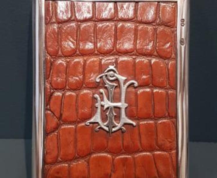 Victorian Silver and Crocodile S-Line Note Pad and Pencil - Image 6