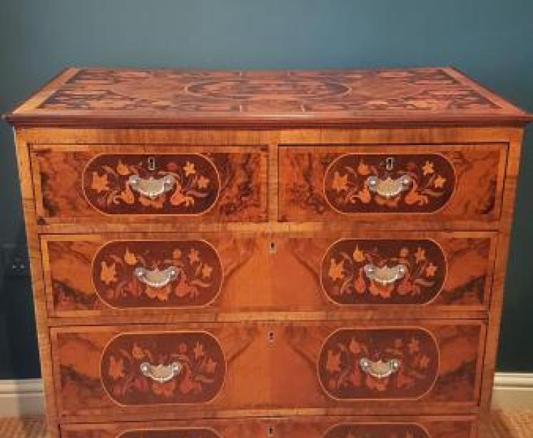 Victorian Walnut Marquetry Chest - Image 1