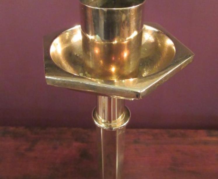 Pair of Regency Period Cast Brass Church Candlesticks - Image 4