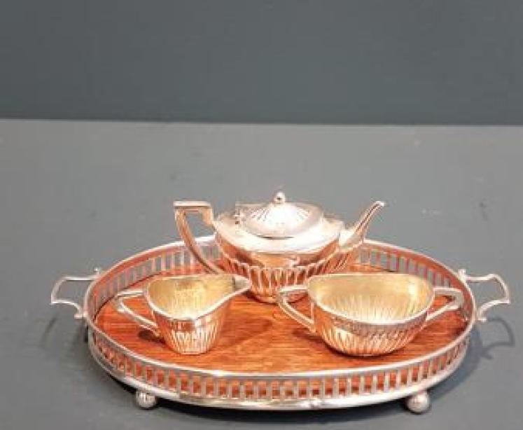 Rare Edwardian Miniature Silver Tea Set by Levi & Salaman - Image 1