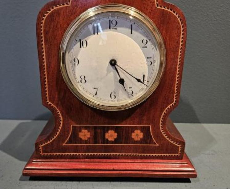 Fine Quality Edwardian Inlaid Mantel Clock  - Image 6