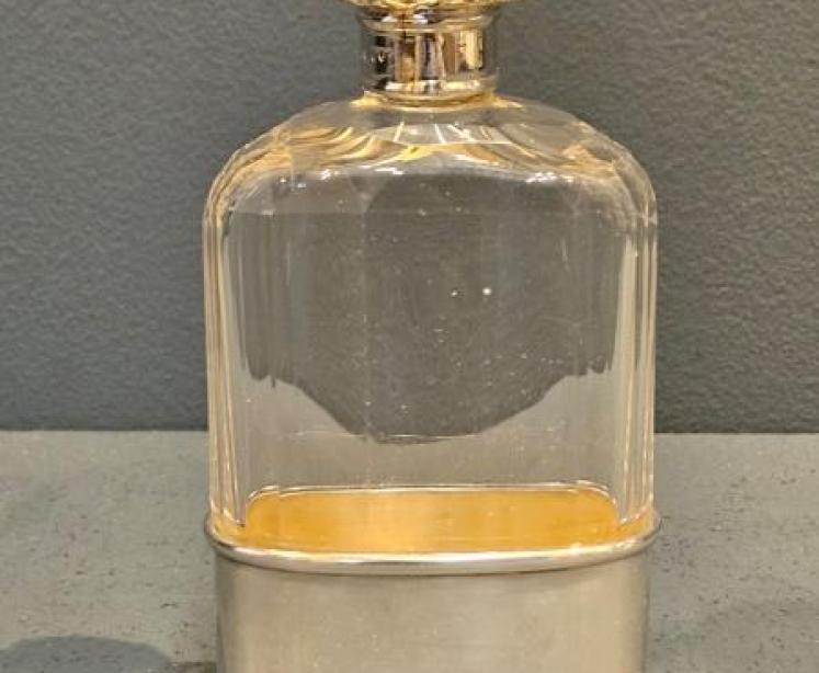 Victorian Silver and Cut Crystal Hip Flask  - Image 1