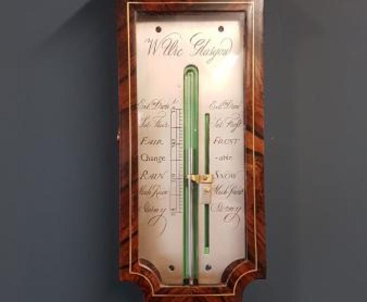 Superb Regency Figured Rosewood Stick Barometer - Image 2