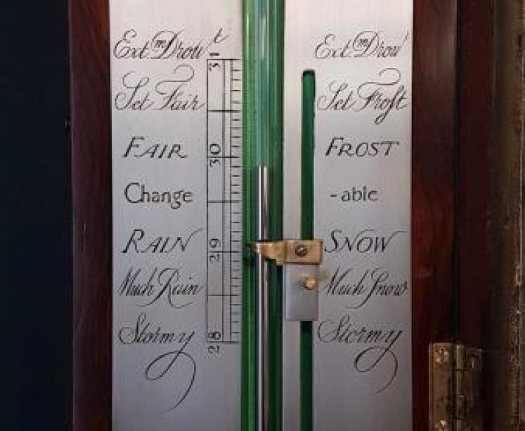 Superb Regency Figured Rosewood Stick Barometer - Image 7