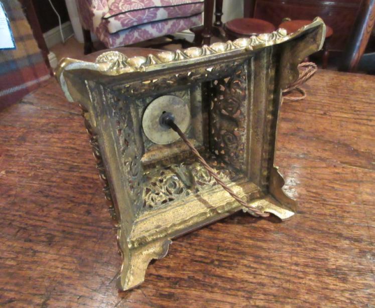 Mid Victorian Cast Brass & Porcelain Table Lamp - Image 2