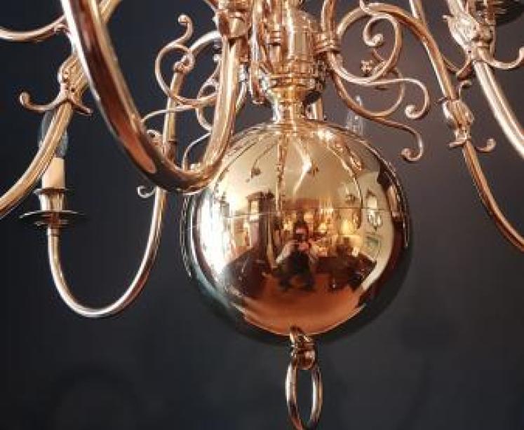 Large Edwardian 12 Arm 2 Tier Chandelier  - Image 3