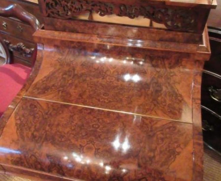 Superb Victorian Burr Walnut Piano Front Davenport Desk - Image 2