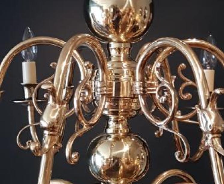 Large Edwardian 12 Arm 2 Tier Chandelier  - Image 6