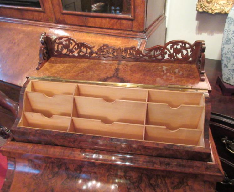 Superb Victorian Burr Walnut Piano Front Davenport Desk - Image 3