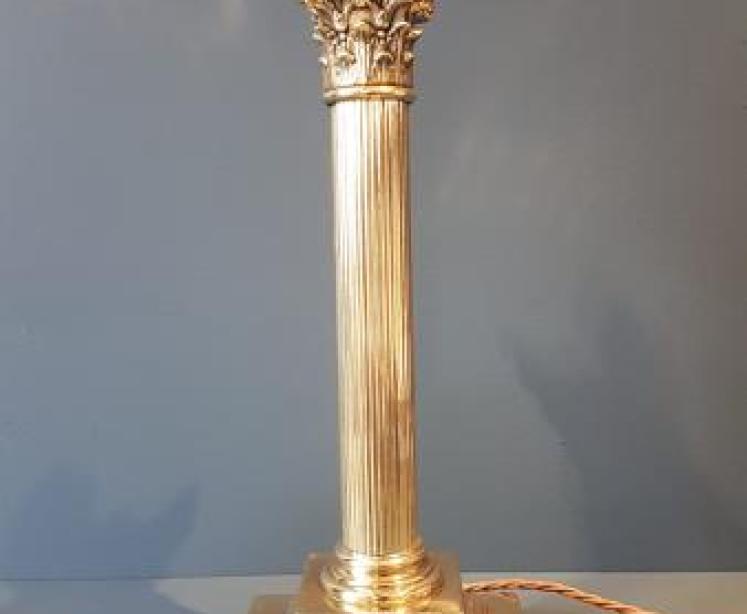 Edward Brass Corinthian Column Table Lamp  - Image 1
