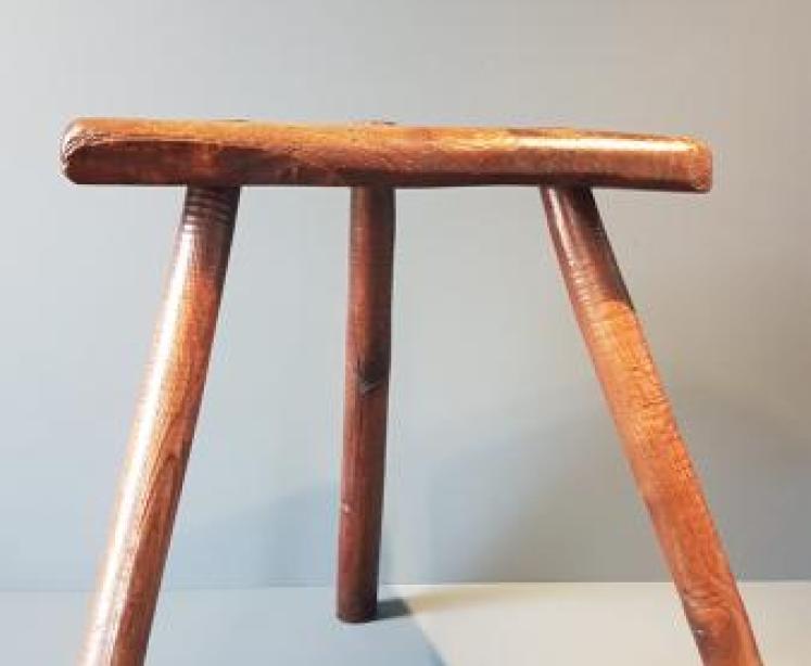 Georgian Primitive Ash Stool - Image 2