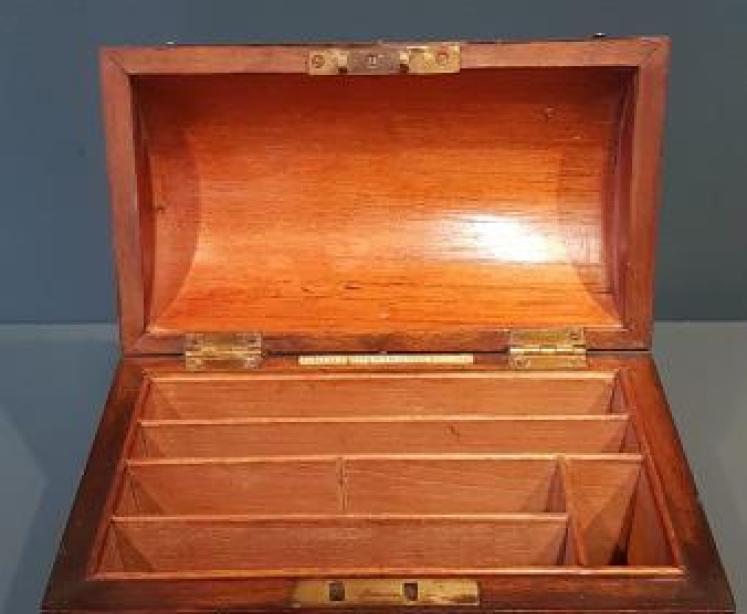 Victorian Burr Walnut Brass Bound Stationery Box - Image 4