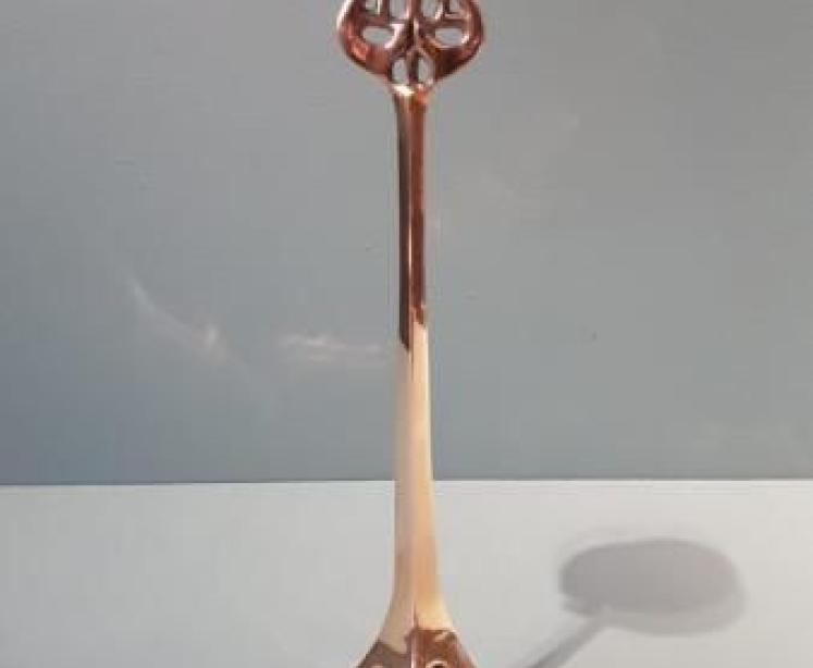 Matching Pair of Art Nouveau Brass Candlesticks - Image 2