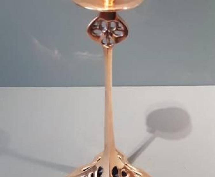 Matching Pair of Art Nouveau Brass Candlesticks - Image 3