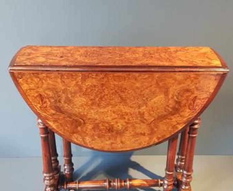 Quality Victorian Burr Walnut Baby Sunderland Table - Image 2