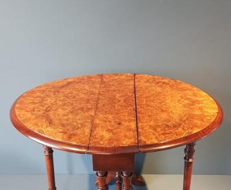 Quality Victorian Burr Walnut Baby Sunderland Table - Image 3