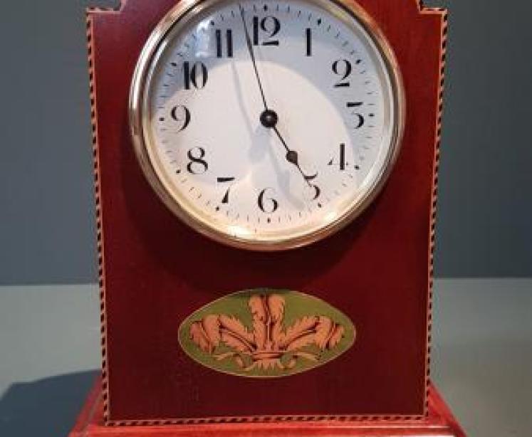 Prince of Wales Feathers Inlaid Edwardian Mantel Clock  - Image 3