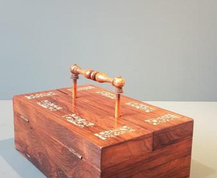 Early Victorian Rosewood Pen and Ink Box - Image 4