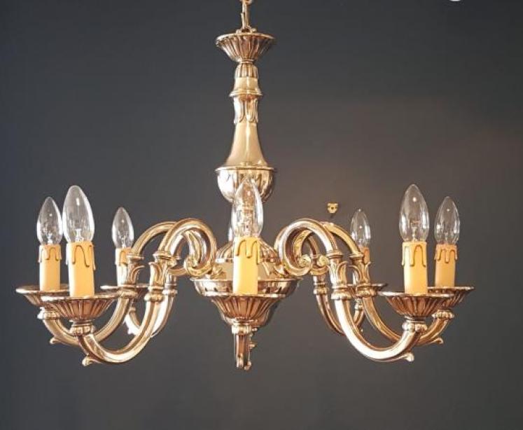 Edwardian Cast Brass Chandelier - Image 2