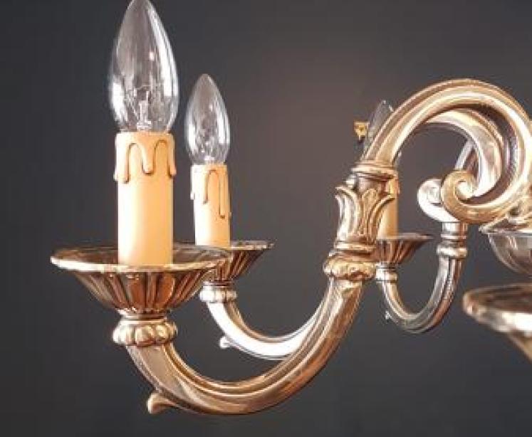 Edwardian Cast Brass Chandelier - Image 4
