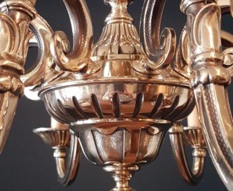 Edwardian Cast Brass Chandelier - Image 6