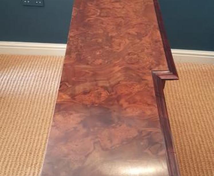  Victorian Burr Walnut Break Front Open Bookcase - Image 3