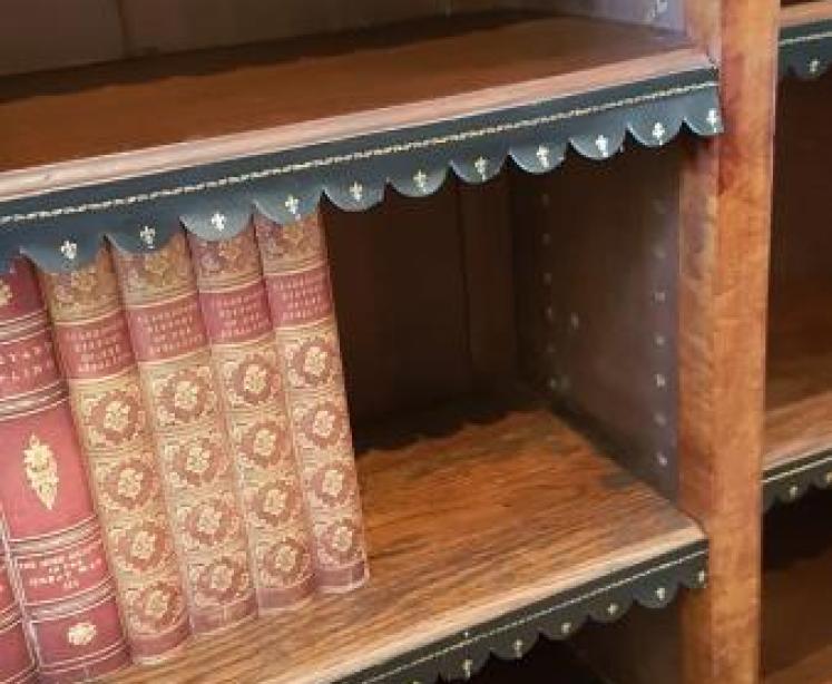  Victorian Burr Walnut Break Front Open Bookcase - Image 6