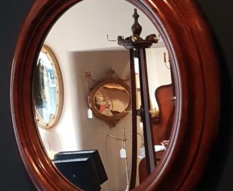 Victorian Circular Walnut Framed Mirror - Image 2
