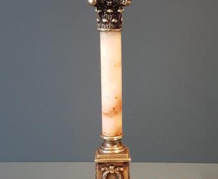 Edwardian Alabaster Column Table Lamp - Image 1