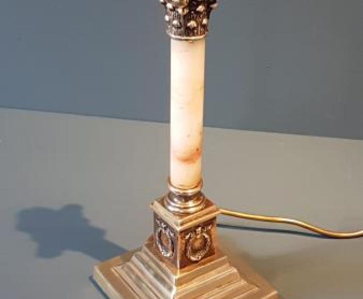 Edwardian Alabaster Column Table Lamp - Image 4