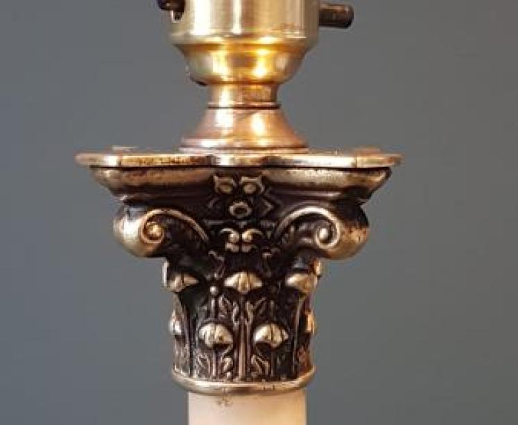 Edwardian Alabaster Column Table Lamp - Image 5
