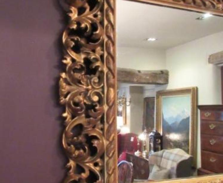 Very Decorative Early Victorian Plaster Gilt Mirror - Image 4