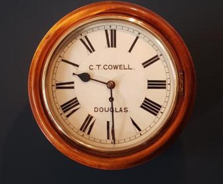 Victorian 10" Isle of Man Fusee Wall Clock - Image 1