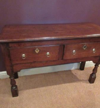 Superb Small George I Period Oak Two Drawer Dresser