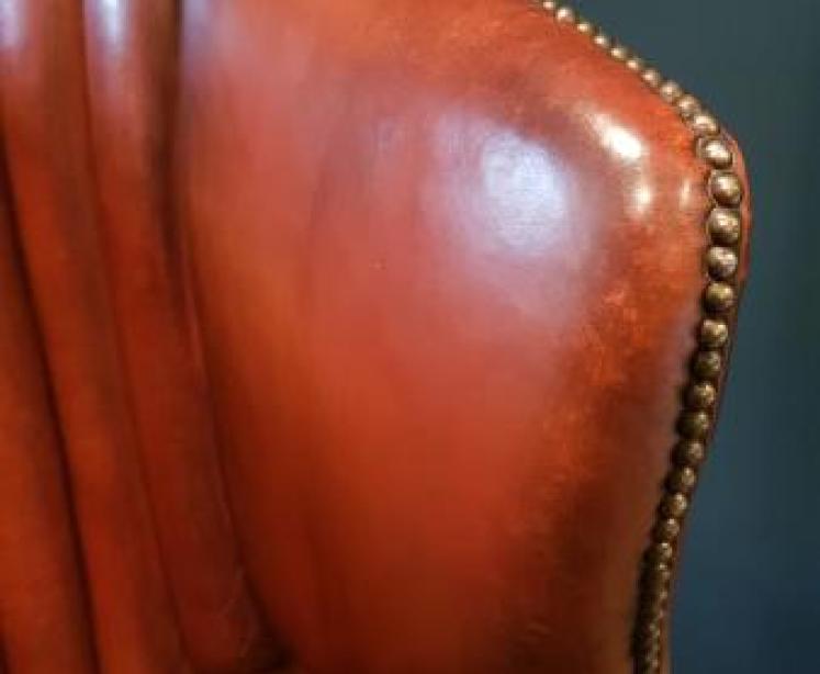 1920's Leather Barrel Back Arm Chair - Image 2