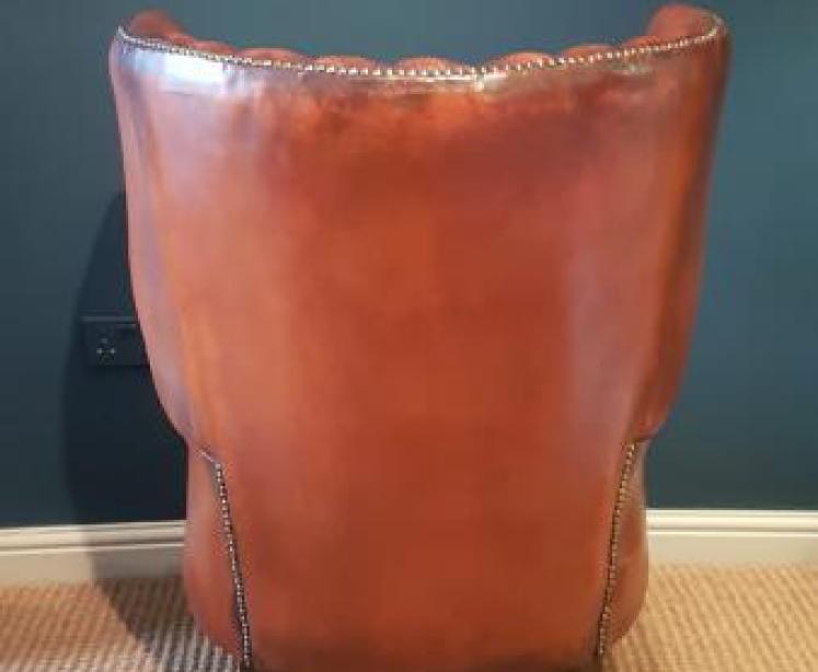 1920's Leather Barrel Back Arm Chair - Image 3