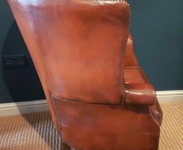 1920's Leather Barrel Back Arm Chair - Image 4
