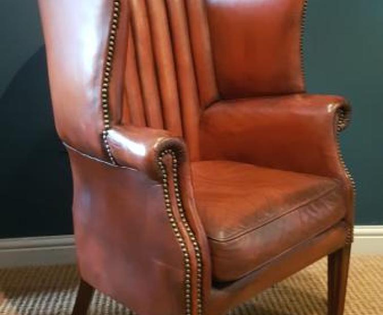 1920's Leather Barrel Back Arm Chair - Image 6